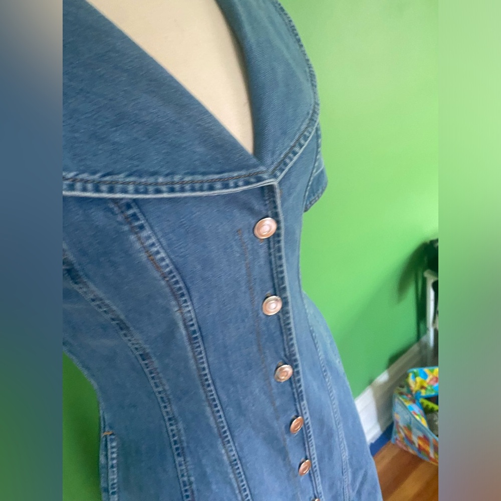 Aligne Sparrow Denim Button-Front Midi Dress - image 4